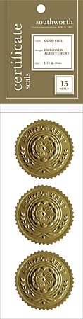 Southworth® Award/Certificate Seals, Gold, Pack Of 15