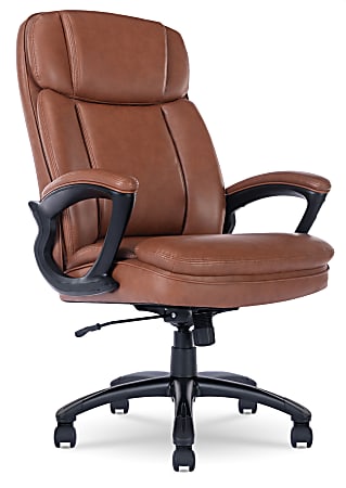 Serta Big Tall Puresoft Bonded Leather High Back Chair BlackSilver - Office  Depot