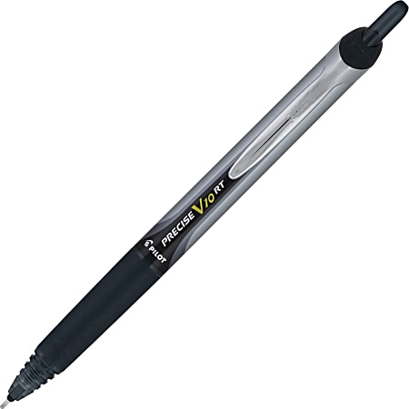 Pilot® PRECISE® Retractable Pens, Bold Point, 1.0mm, Silver/Black Barrels, Black Ink, Pack Of 12 Pens
