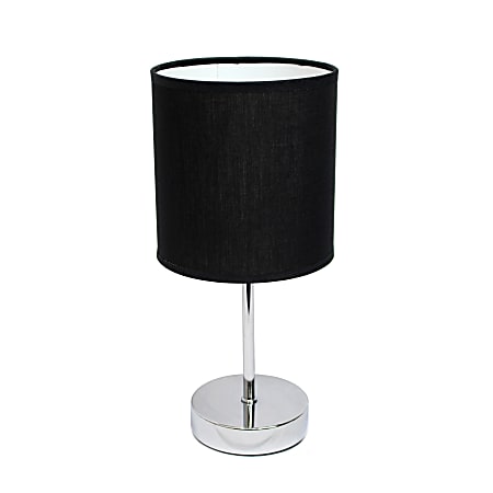 Simple Designs Mini Basic Table Lamp with Fabric Shade, 11"H, Black/Chrome