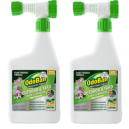 OdoBan Outdoor and Yard Odor Eliminator, Clean Fresh Scent, 32 Oz, Set Of 2 Bottles