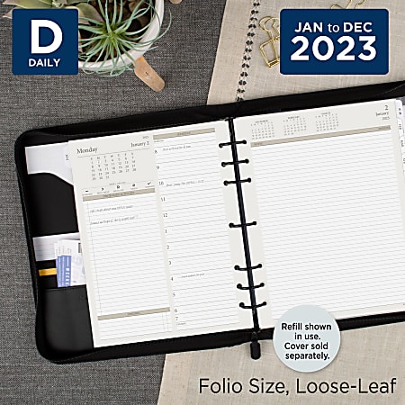 AT A GLANCE 2023 RY Daily Planner Two Page Per Day Refill Loose Leaf ...