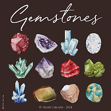 2024 Willow Creek Press Art & Design Monthly Wall Calendar, 12" x 12", Gemstones, January To December