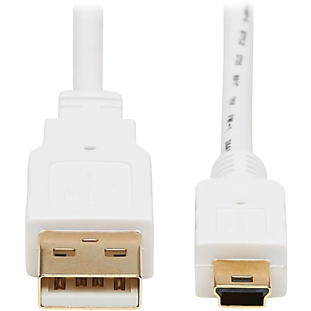 Tripp Lite Safe-IT USB-A to USB Mini-B Antibacterial Cable M/M, USB 2.0, White, 6 ft. - First End: 1x Type A Male USB - U030AB006WH