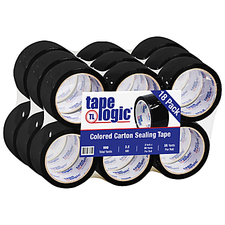 Tape Logic® Carton-Sealing Tape, 3" Core, 2" x 55 Yd., Black, Pack Of 18