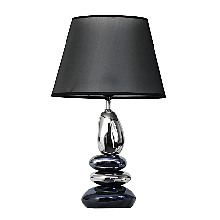 Elegant Designs Metallic Stacked Stone Ceramic Table Lamp, 21 1/2"H, Black Shade/Blue Base