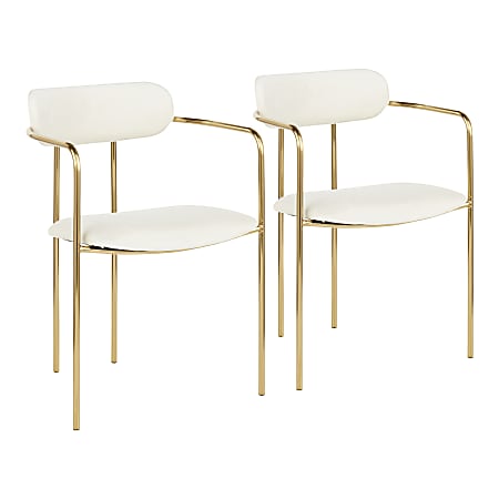 LumiSource Demi Chairs, Cream/Gold, Set Of 2 Chairs