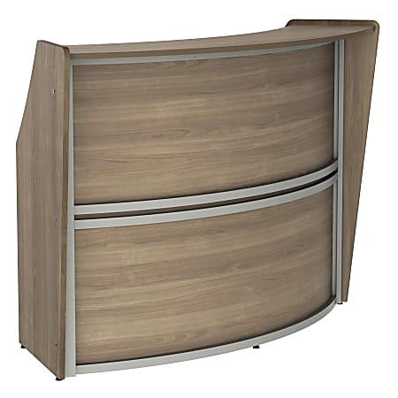 Linea Italia 70"W 1-Unit Curved Reception Computer Desk, Natural Walnut