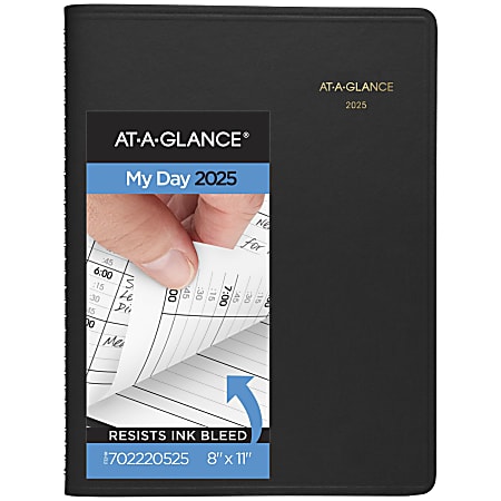 2025 AT-A-GLANCE® 2-Person Daily Appointment Book, 8" x 11", Black, January To December, 7022205