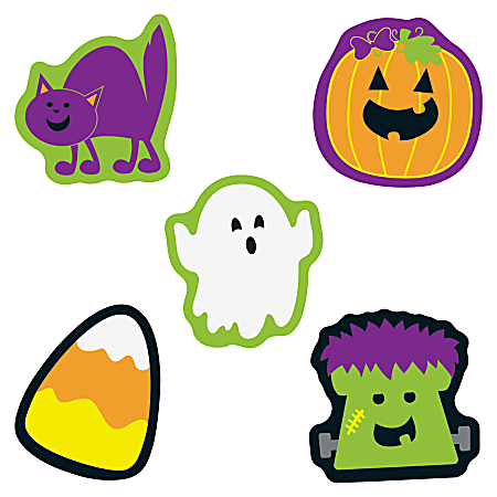 Carson Dellosa Education Halloween Mini Cut-outs - Learning, Fun, Halloween Theme/Subject - 7, 7, 7, 7, 8 (Cat, Monster, Pumpkin, Ghost, Candy Corn) Shape - 2" Height x 3" Width x 3" Length - Multicolor - 36 / Pack