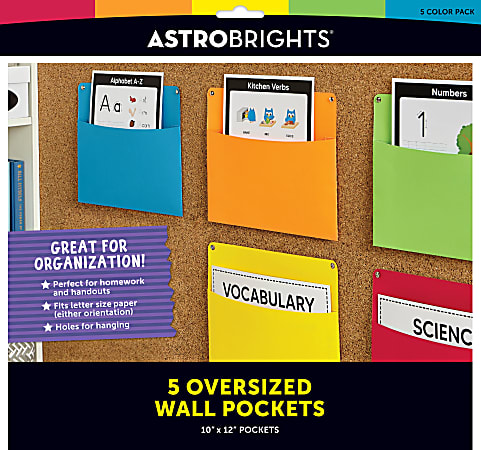 Astrobrights® Wall Pockets, 12" x 10", Assorted, Pack