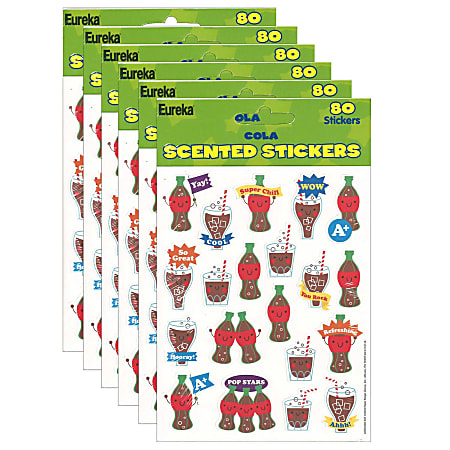 Eureka Scented Stickers, Cola, 80 Stickers Per Pack, Set Of 6 Packs