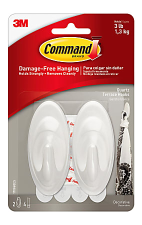 Command™ Decorative Terrace Hook, Medium, White, Pack Of 2