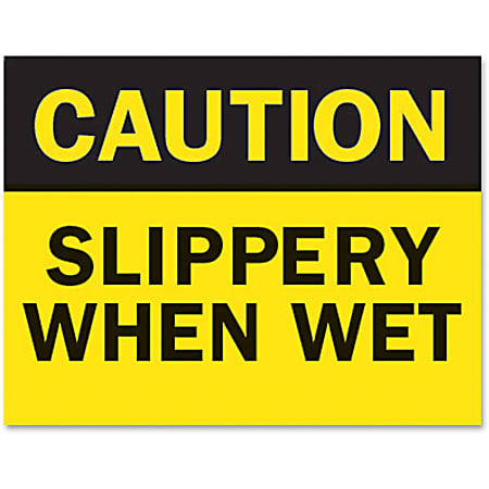 Tarifold Safety Sign Insertss 6 Pack Caution Slippery Wet PrintMessage Rectangular Shape Yellow Black PrintMessage Color Tear Resistant Water Proof Sturdy Long Lasting Durable Paper Yellow Black - Office Depot