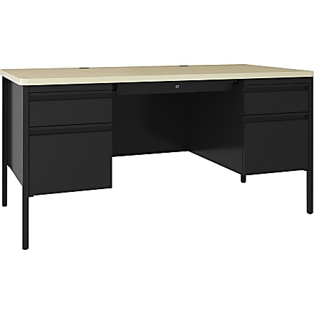 Lorell laminate computer desk shop with upper shelf