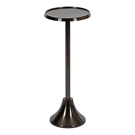 Kate and Laurel Sanzo Iron Round Drink Table, 23"H x 9"W x 9"D, Hammered Gunmetal