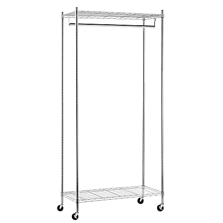 Honey-Can-Do Heavy-Duty Rolling Garment Rack, 73 1/4"H x 17 3/4"W x 35 7/8"D, Chrome