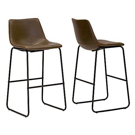 Glamour Home Adan Bar Stools, Dark Brown/Black, Set Of 2 Stools