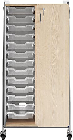 Safco® Whiffle Double-Column Rolling Storage Cart With Wardrobe Bar, 60"H x 30"W x 19-3/4"D, Gray