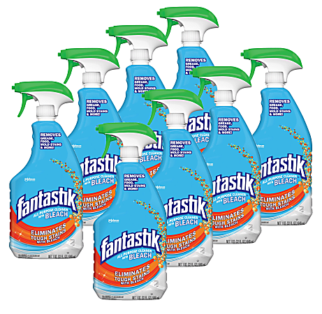 Fantastik® All-Purpose Cleaner With Bleach Spray, Fresh Clean Scent, 32 Oz Bottle, Clear, Case Of 8