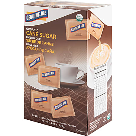 Genuine Joe Turbinado Natural Cane Sugar Packets - Packet - 0.159 oz (4.5 g) - Molasses Flavor - Natural Sweetener - 2/Carton - 200 Per Box Genuine Joe Turbinado Natural Cane Sugar Packets - Packet - 0.159 oz (4.5 g) - Molasses Flavor - Natural Sweetener - 2/Carton - 200 Per Box