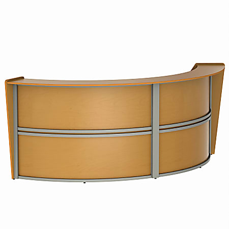 Linea Italia, Inc. 124"W Curved Modern Reception Desk, Maple