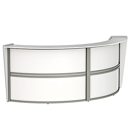 Linea Italia 124"W Curved Modern Reception Computer Desk, White