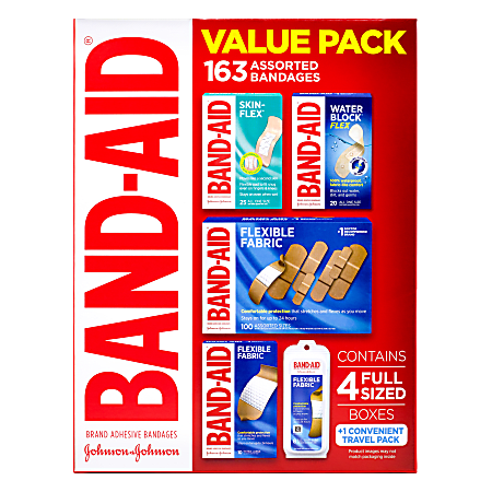 Band-aid&reg; Value Pack, Assorted Sizes, Pack Of 163 Bandages
