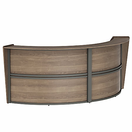 Linea Italia, Inc. 124"W Curved Modern Reception Desk, Natural Walnut