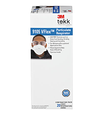 TEKK Protection VFlex Pleated Respirator Mask, Pack Of 20