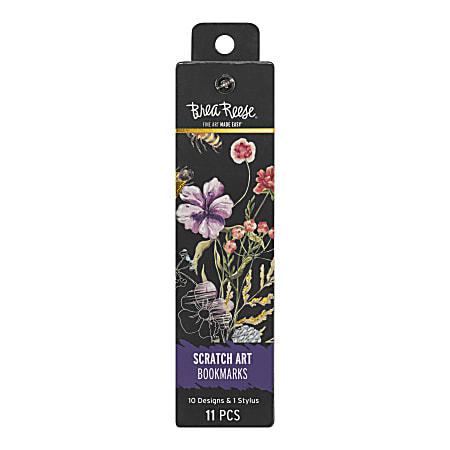 Brea Reese&reg; Scratch Art Bookmarks, Florals, Set Of 10 Bookmarks