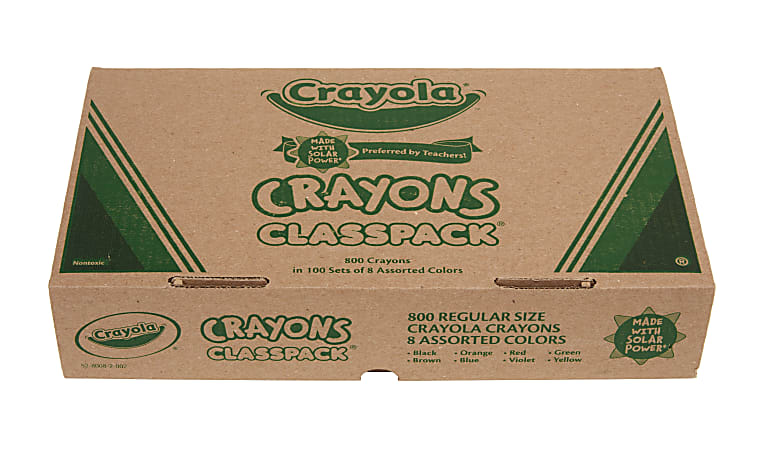 Crayola Classpack Standard Crayons 8 Assorted Colors Pack Of 800 Crayons -  Office Depot