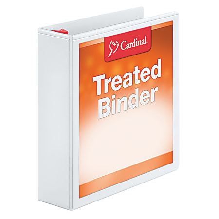 Treated ClearVue™ Locking 3-Ring Binder, 2" D-Rings, 52% Recycled, White