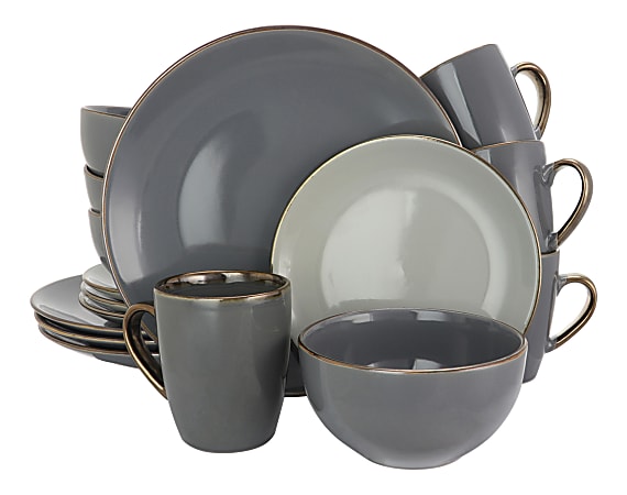 Elama 16-Piece Stoneware Dinnerware Set, Tahitian Grand