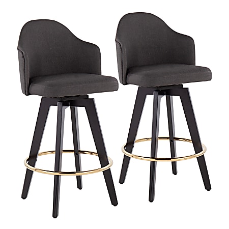 LumiSource Ahoy Fabric Counter Stools, Black/Charcoal, Set Of 2 Stools