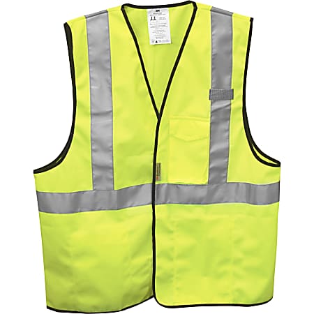 3M Class 2 Polyester Safety Vest, One Size, Yellow/Silver