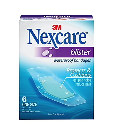 Nexcare Blister Waterproof Bandages, 1 1/16" x 2 1/4, Clear, Box Of 6