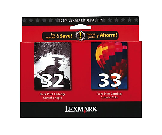 Lexmark™ 32/33 Black And Tri-Color Ink Cartridges, Pack Of 2, 18C0532