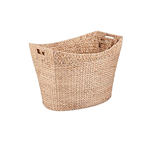 Honey-Can-Do Water Hyacinth Basket Set, Large Size, Assorted Sizes (S, M, L), Natural/Brown, Pack Of 3