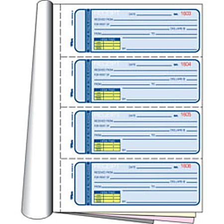 Office Depot® Brand Rent Receipt Book, 8 1/2" x 11", 3-Part, White/Canary/Pink, Set Of 100