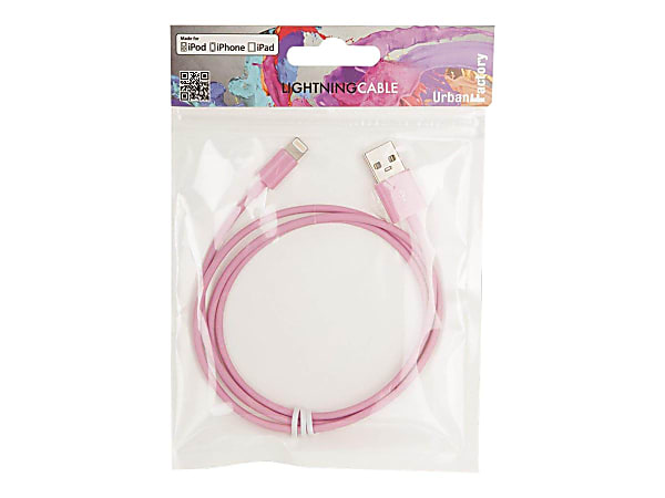 Urban Factory Cable USB to Lightning MFI certified - Pink 1m - Lightning cable - Lightning male to USB male - 3.3 ft - rose