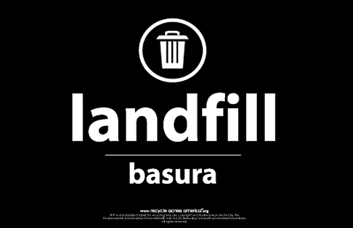 Recycle Across America Landfill Standardized Recycling Labels, LAND-5585, 5 1/2" x 8 1/2", Black