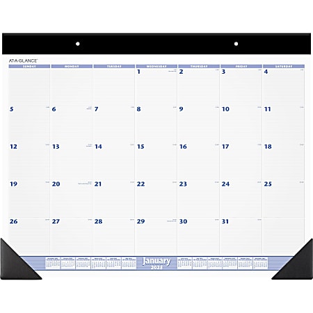 2025 AT-A-GLANCE® Monthly Desk Pad Calendar, 24" x 19", Blue/Gray, January 2025 To December 2025, SW23000