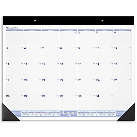 2025 AT-A-GLANCE® Monthly Desk Pad Calendar, 24" x 19", Blue/Gray, January 2025 To December 2025, SW23000