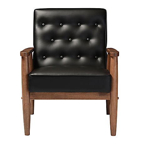 Baxton Studio Noel Lounge Chair, Black/Dark Walnut