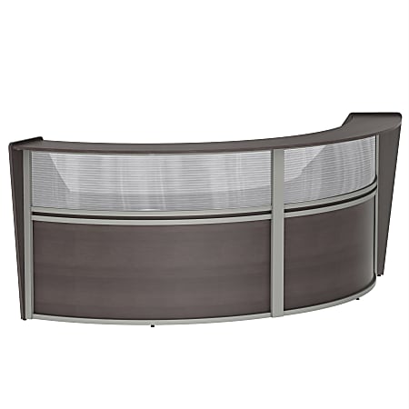 Linea Italia 124"W 2-Unit Curved Reception Computer Desk, Mocha