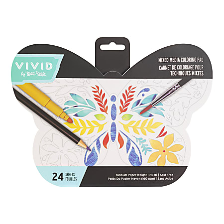Vivid by Brea Reese® Shaped Mixed Media Paper Pad, 9-3/4" x 7-1/2", Butterfly, Pad Of 24 Sheets