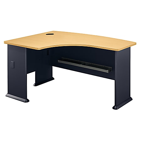 Bush Business Furniture Office Advantage L Bow Desk Left Handed, 60"W x 44"D, Beech/Slate, Premium Installation