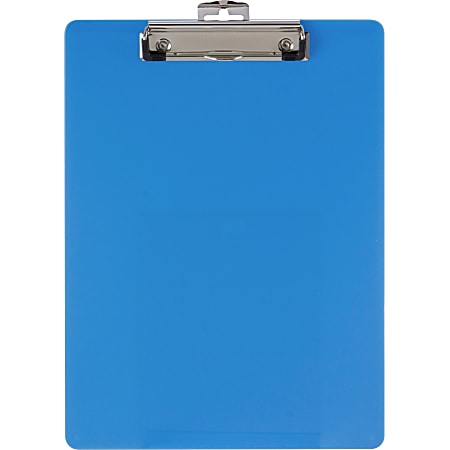 OIC Low-profile Clip Plastic Clipboard - 8 1/2" x 11" - Low-profile - Acrylic - Blue - 1 Each