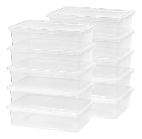 IRIS® Plastic Storage Containers, 28 Quarts, 6" x 16 1/4" x 24", Clear, Case Of 10
